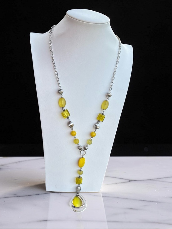 Erica Lyons Jewelry - Erica Lyons Yellow Bead Teardrop Pendant Necklace